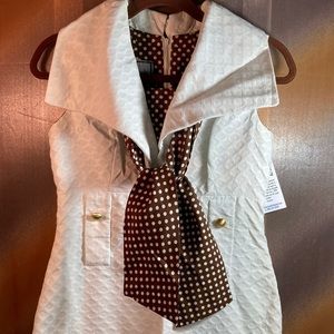 Vintage 70’s Bobbie Brooks sleeveless dress size S. 34” chest. Polka dot tie 125
